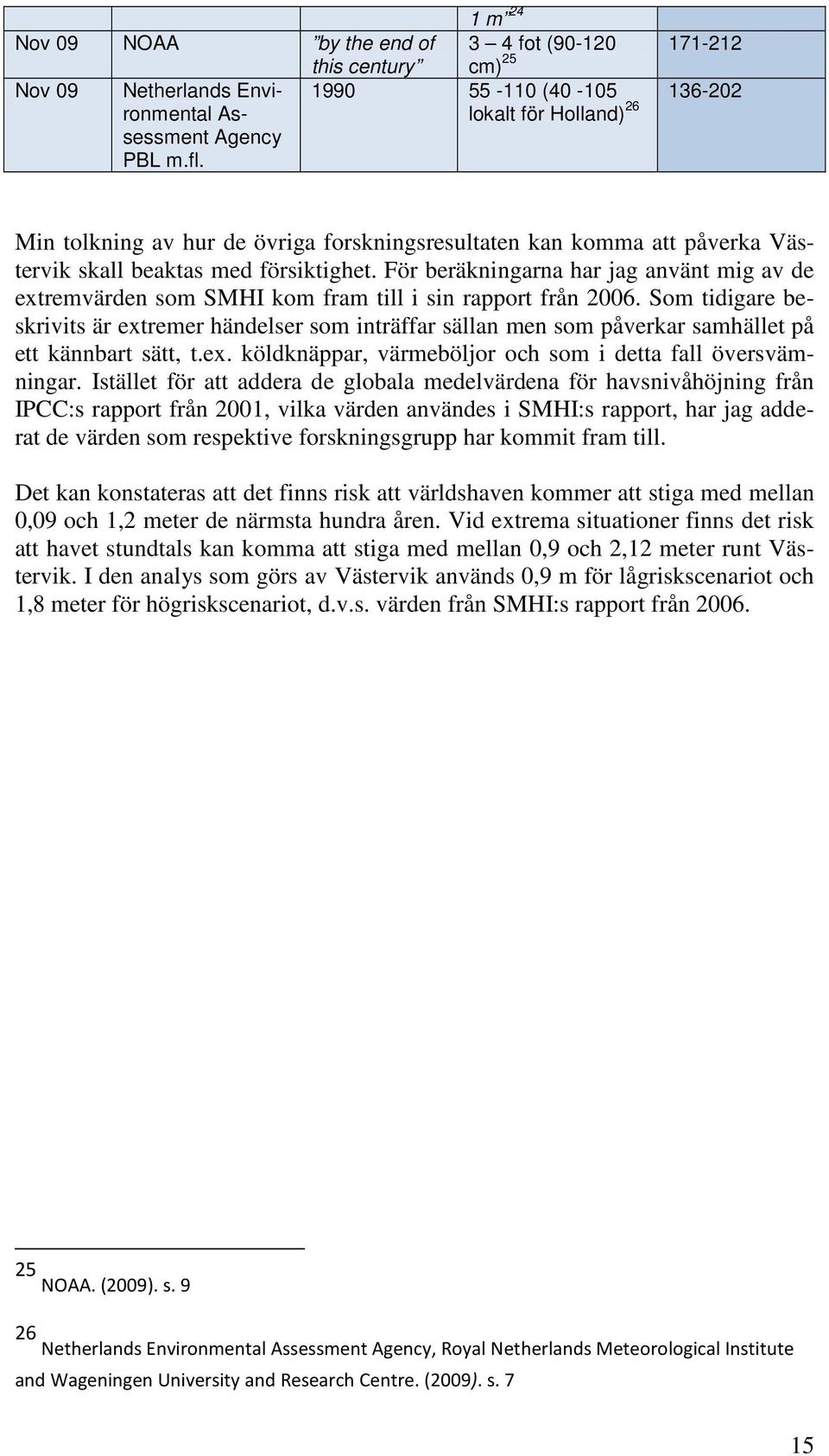 För beräkningarna har jag använt mig av de extremvärden som SMHI kom fram till i sin rapport från 2006.