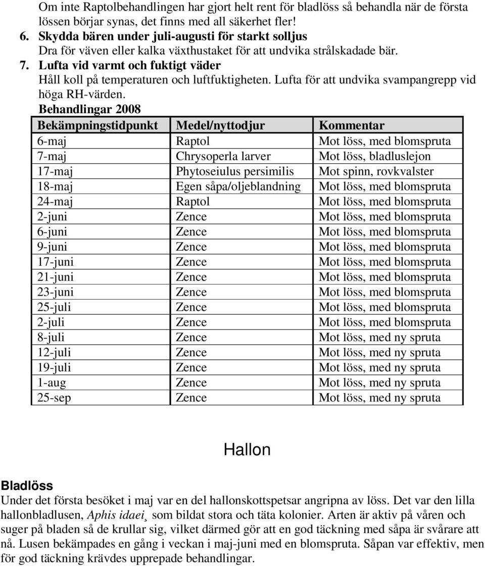 Lufta vid varmt och fuktigt väder Håll koll på temperaturen och luftfuktigheten. Lufta för att undvika svampangrepp vid höga RH-värden.