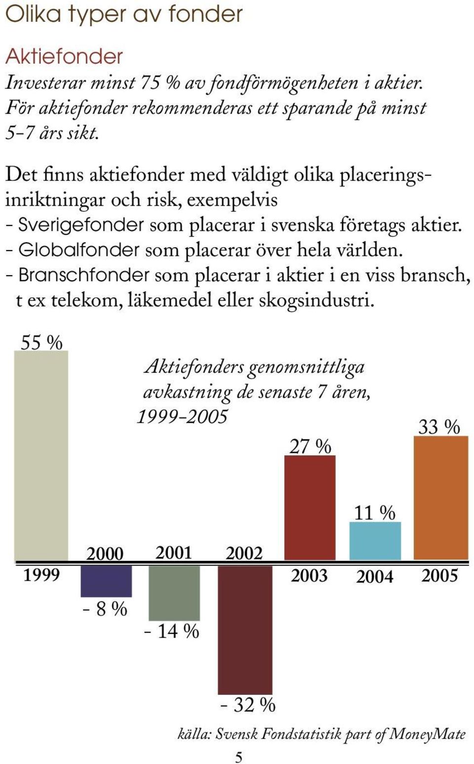 - Globalfonder som placerar över hela världen. - Branschfonder som placerar i aktier i en viss bransch, t ex telekom, läkemedel eller skogsindustri.
