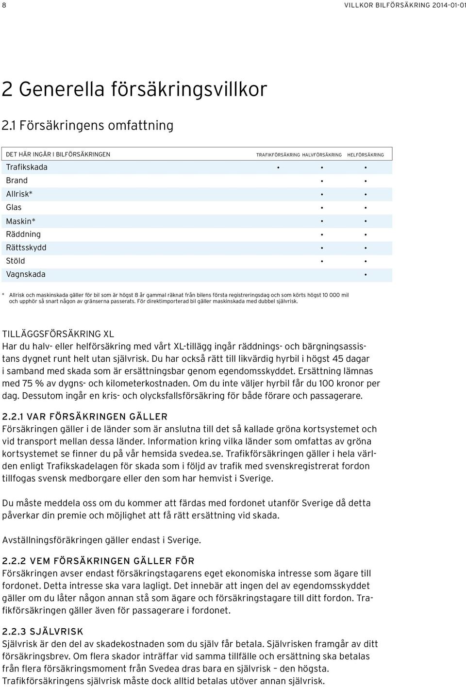 maskinskada gäller för bil som är högst 8 år gammal räknat från bilens första registreringsdag och som körts högst 10 000 mil och upphör så snart någon av gränserna passerats.