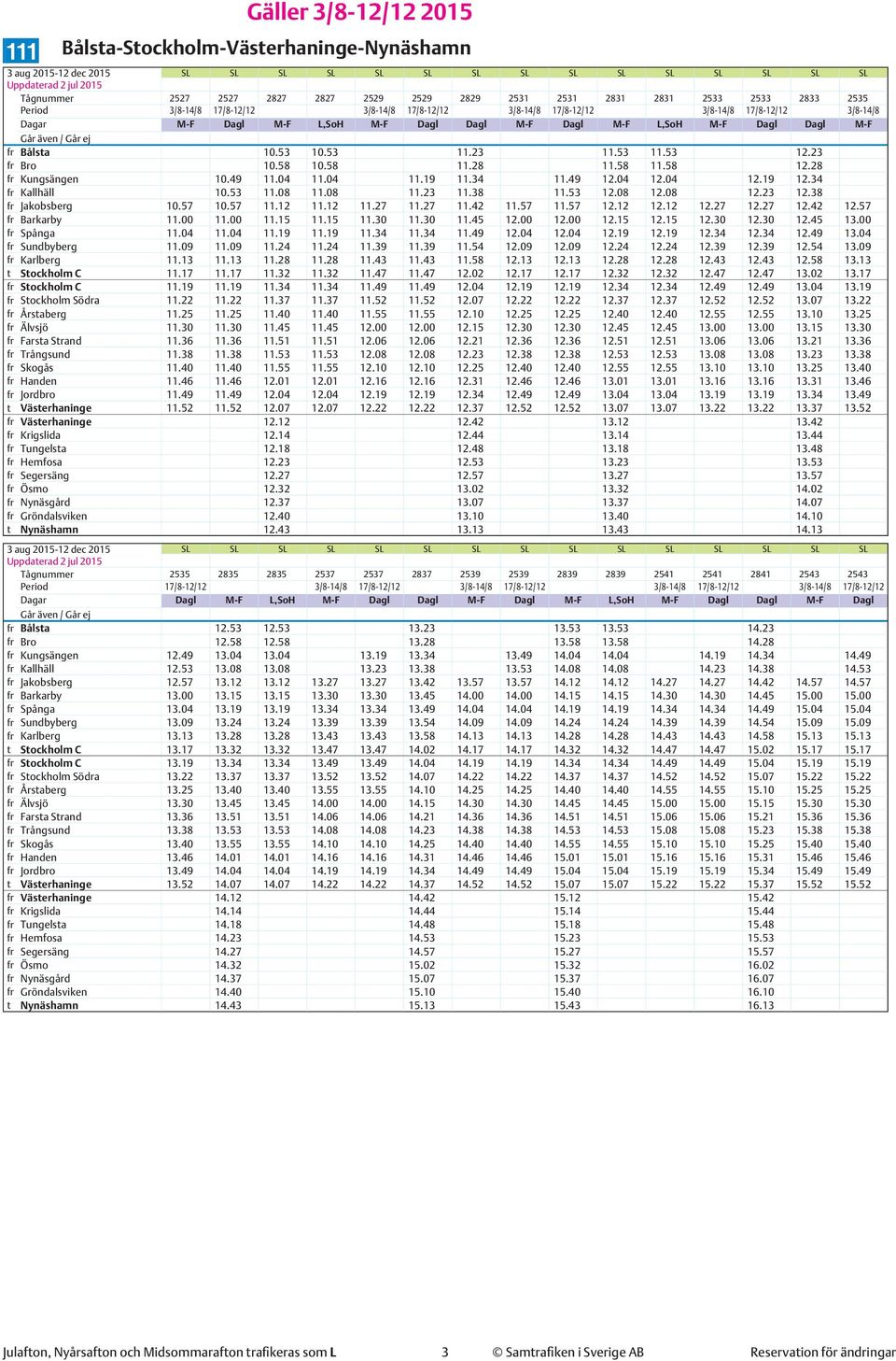 28 fr Kungsängen 10.49 11.04 11.04 11.19 11.34 11.49 12.04 12.04 12.19 12.34 fr Kallhäll 10.53 11.08 11.08 11.23 11.38 11.53 12.08 12.08 12.23 12.38 fr Jakobsberg 10.57 10.57 11.12 11.12 11.27 11.