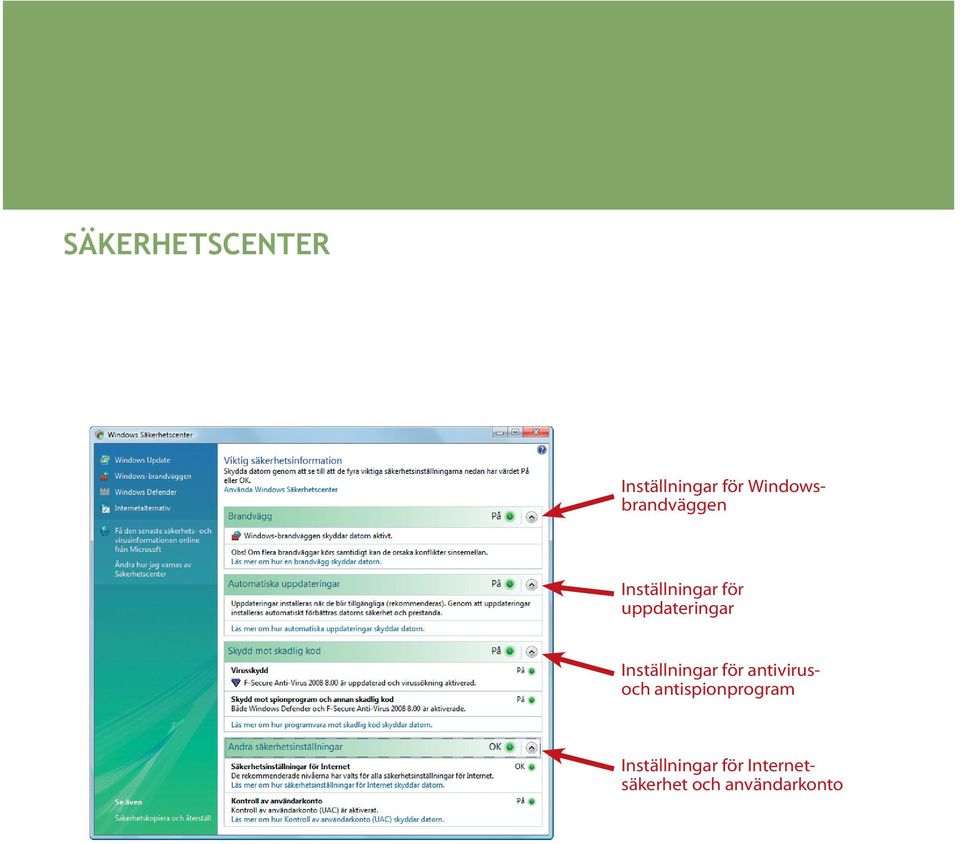 uppdateringar Inställningar för antivirusoch
