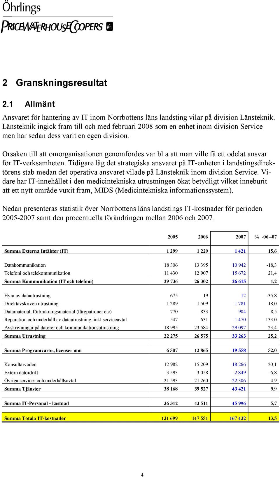 Orsaken till att omorganisationen genomfördes var bl a att man ville få ett odelat ansvar för IT-verksamheten.