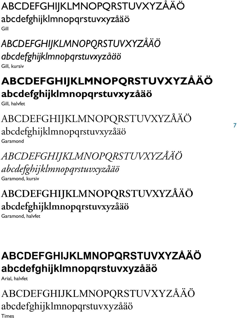 ABCDEFGHIJKLMNOPQRSTUVXYZÅÄÖ abcdefghijklmnopqrstuvxyzåäö Garamond, kursiv ABCDEFGHIJKLMNOPQRSTUVXYZÅÄÖ abcdefghijklmnopqrstuvxyzåäö