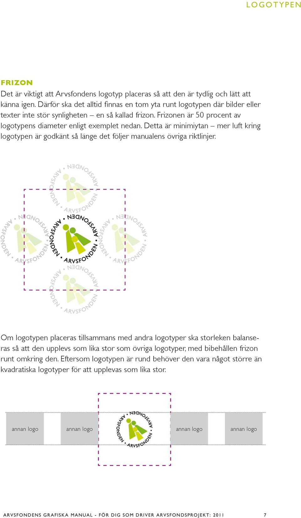 Detta är minimiytan mer luft kring logotypen är godkänt så länge det följer manualens övriga riktlinjer.