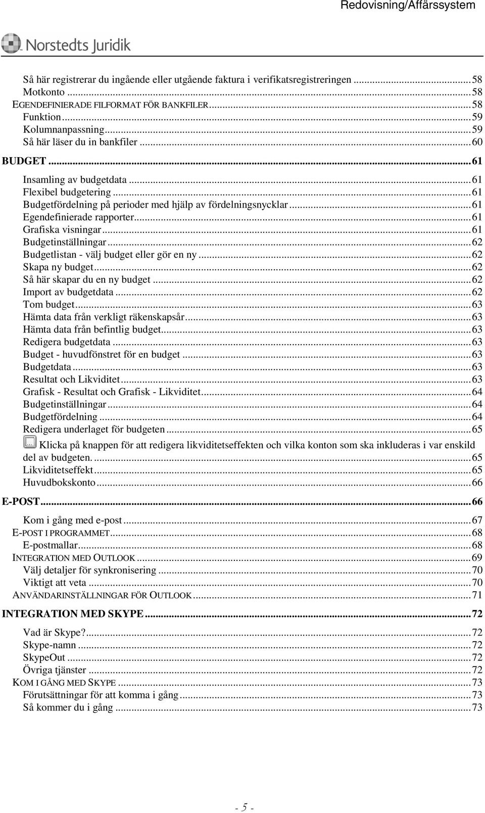..61 Grafiska visningar...61 Budgetinställningar...62 Budgetlistan - välj budget eller gör en ny...62 Skapa ny budget...62 Så här skapar du en ny budget...62 Import av budgetdata...62 Tom budget.