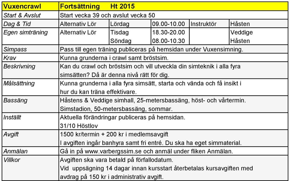 Beskrivning Kan du crawl och bröstsim och vill utveckla din simteknik i alla fyra simsätten? Då är denna nivå rätt för dig.