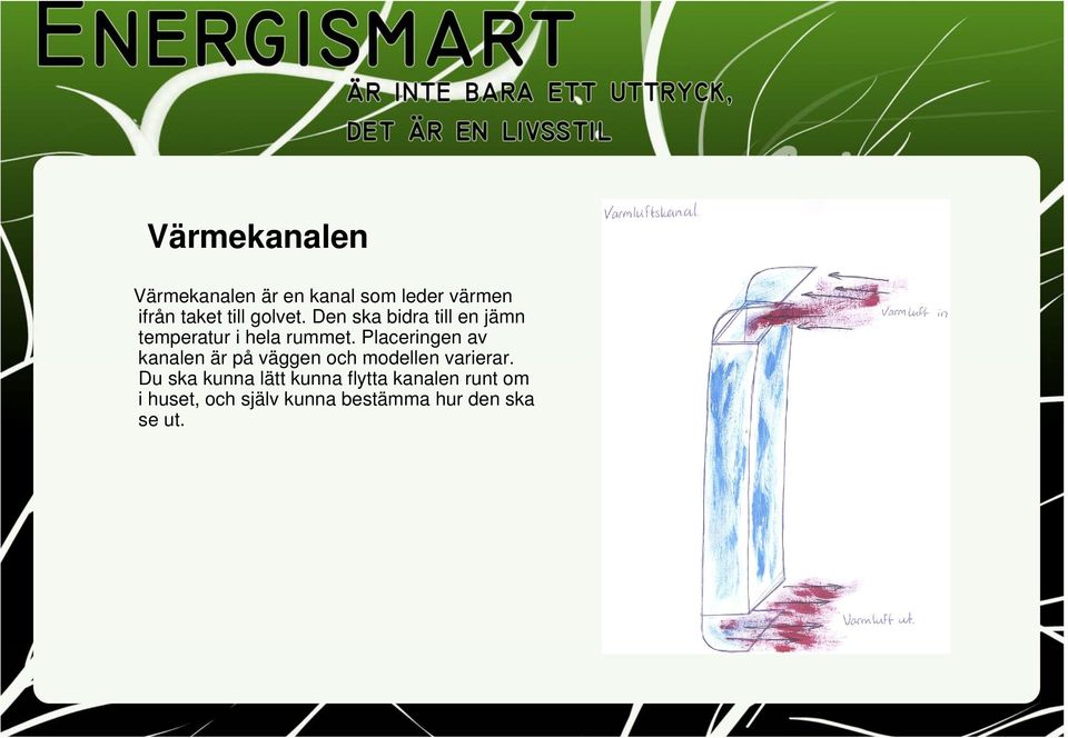 Placeringen av kanalen är på väggen och modellen varierar.