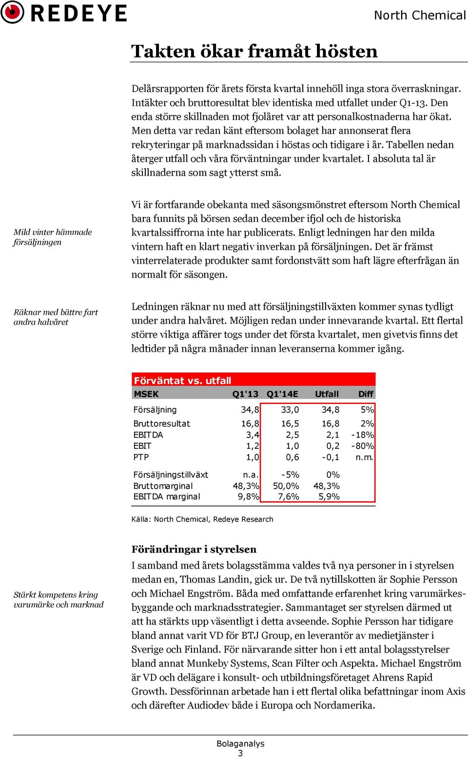 Tabellen nedan återger utfall och våra förväntningar under kvartalet. I absoluta tal är skillnaderna som sagt ytterst små.