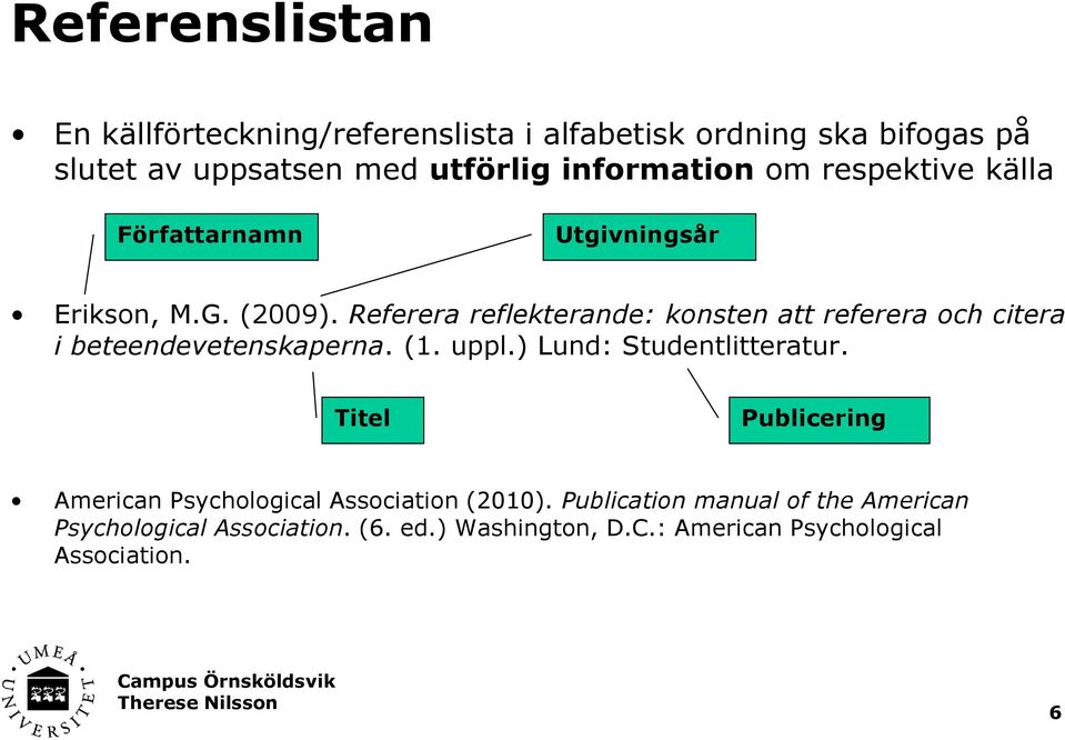 Referera reflekterande: konsten att referera och citera i beteendevetenskaperna. (1. uppl.) Lund: Studentlitteratur.