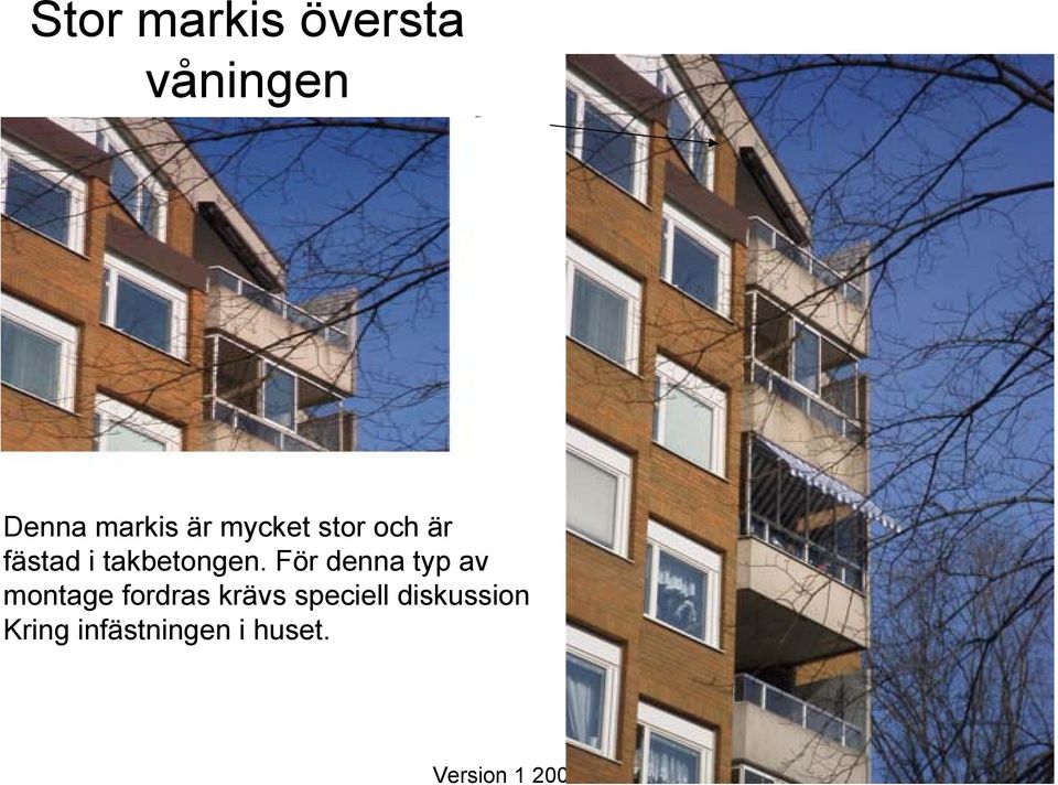 För denna typ av montage fordras krävs speciell