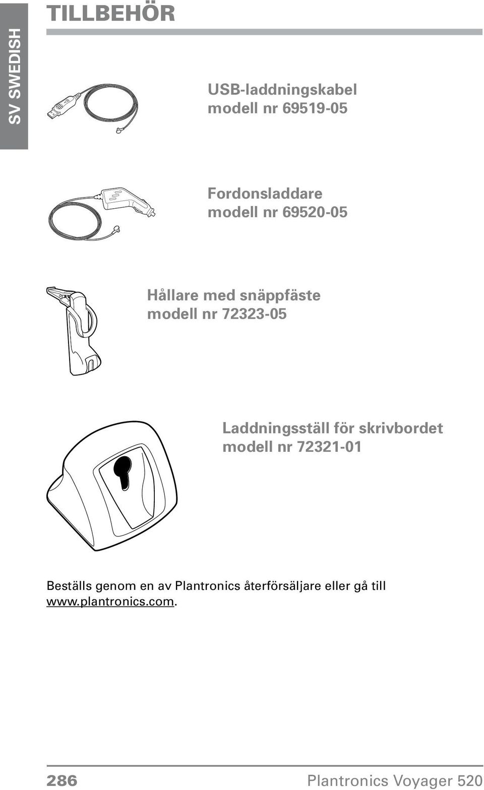 för skrivbordet modell nr 72321-01 Beställs genom en av Plantronics