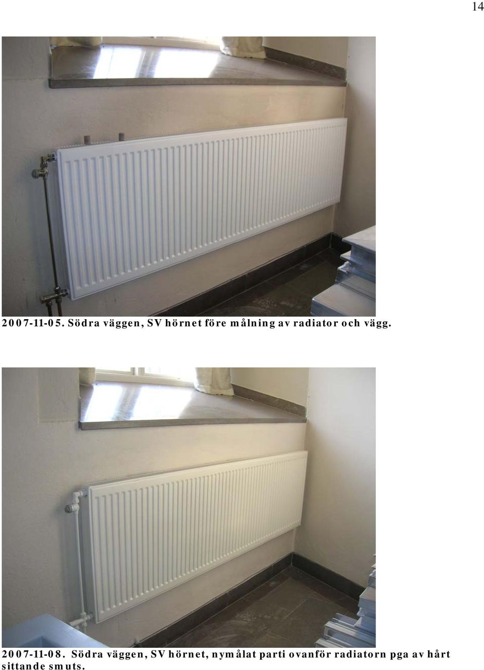 radiator och vägg. 2007-11-08.