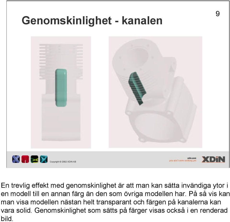 har. På så vis kan man visa modellen nästan helt transparant och färgen på