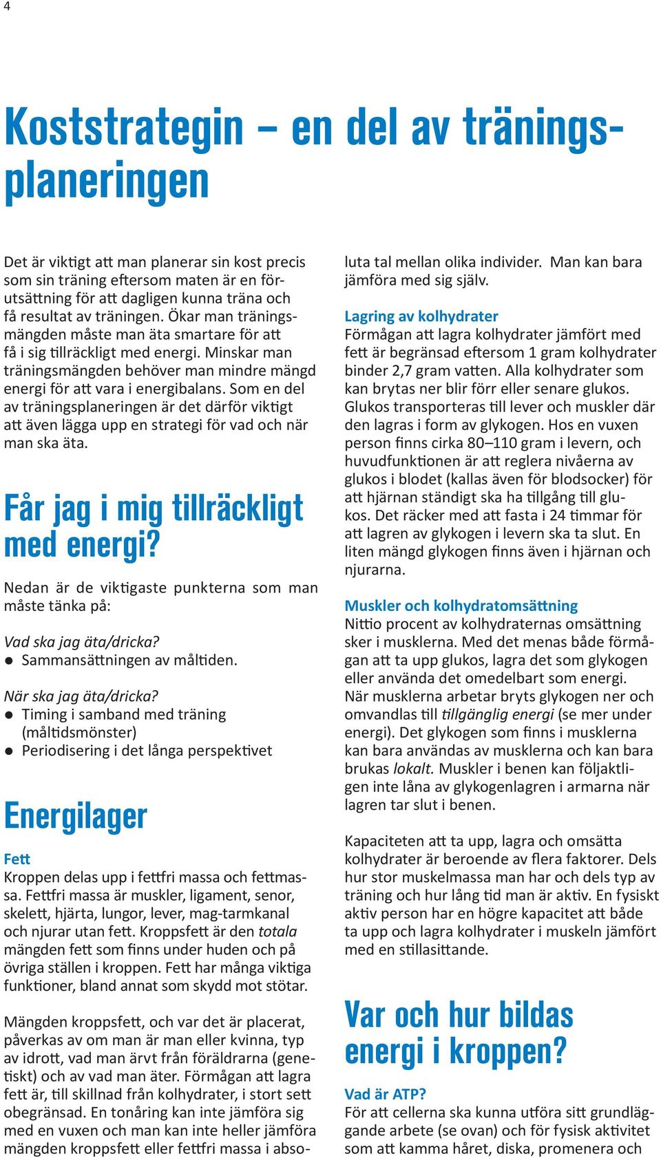 Som en del av träningsplaneringen är det därför viktigt att även lägga upp en strategi för vad och när man ska äta. Får jag i mig tillräckligt med energi?