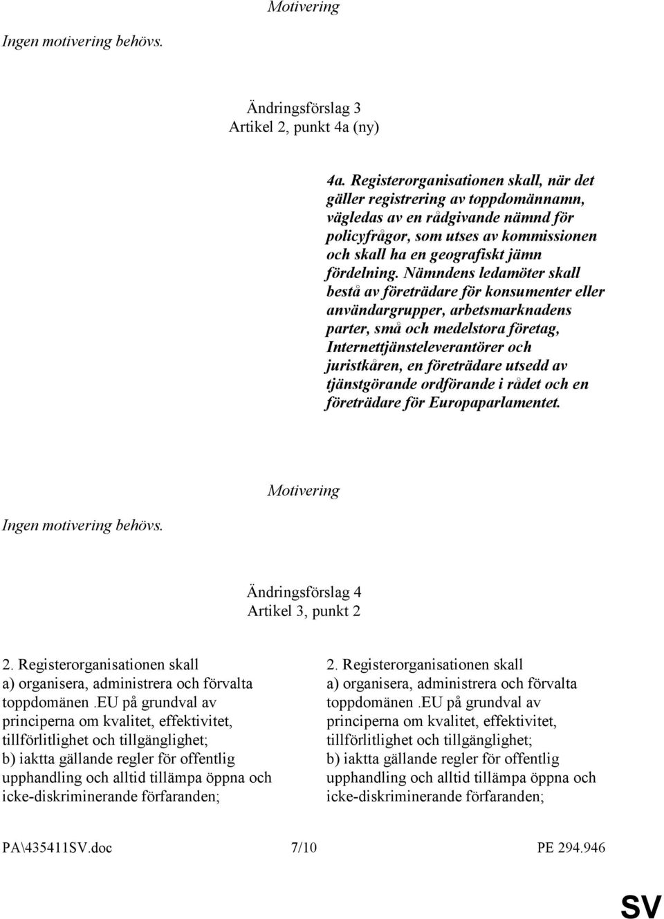 Nämndens ledamöter skall bestå av företrädare för konsumenter eller användargrupper, arbetsmarknadens parter, små och medelstora företag, Internettjänsteleverantörer och juristkåren, en företrädare