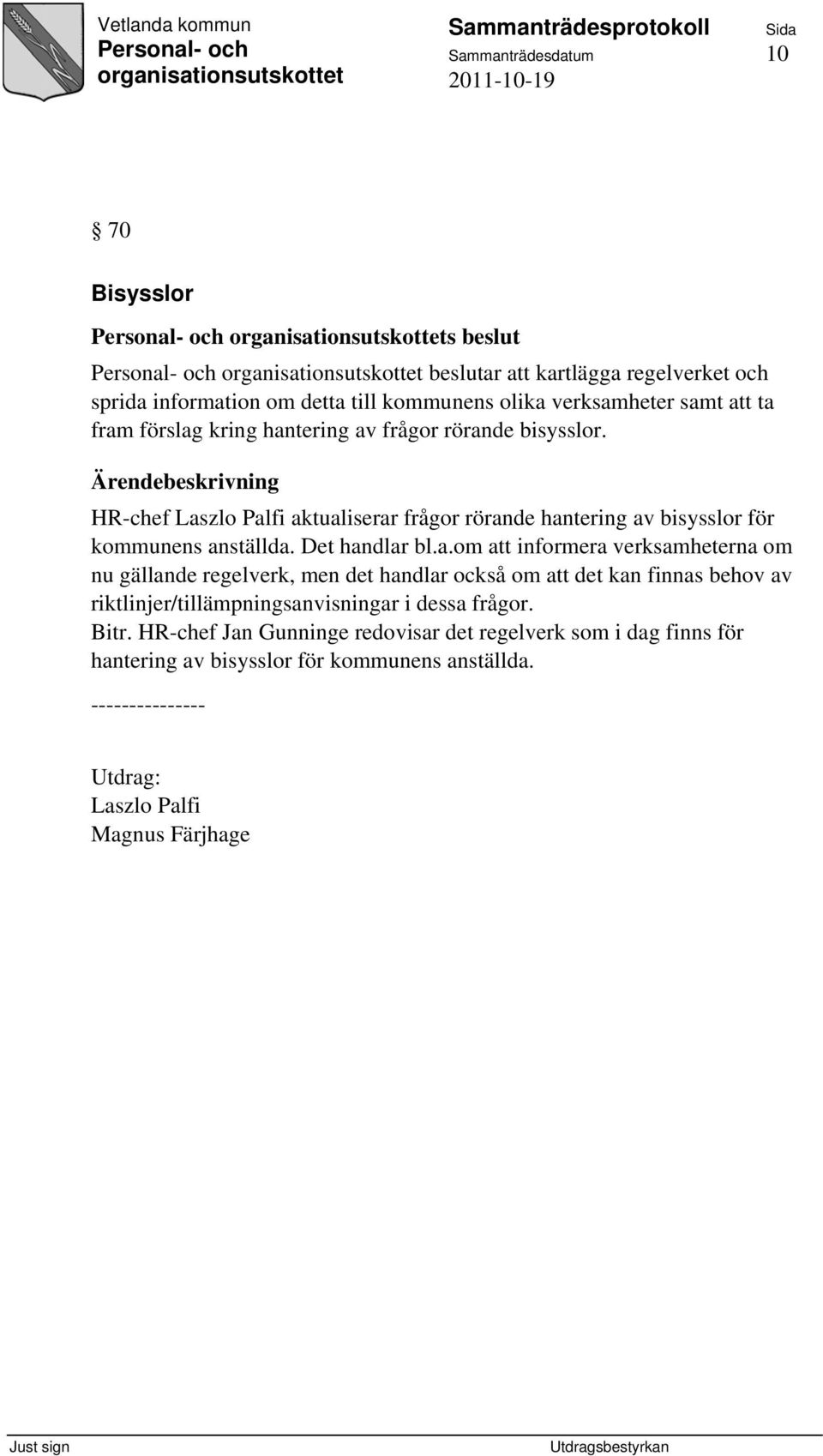 Ärendebeskrivning HR-chef Las