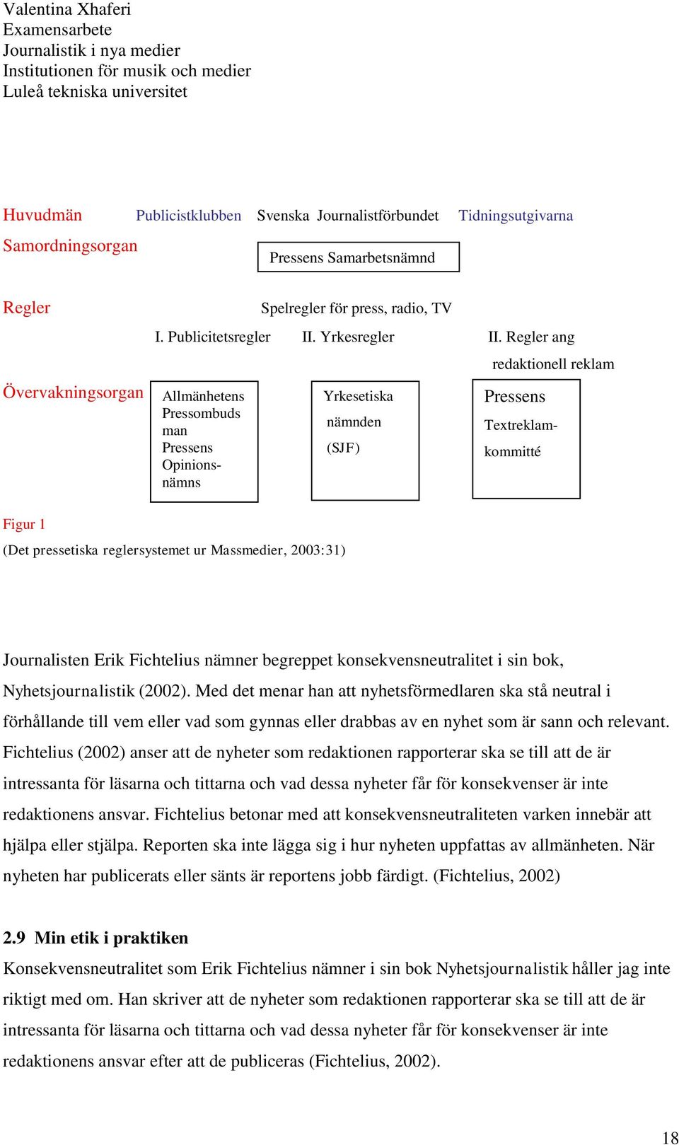 Regler ang Allmänhetens Pressombuds man Pressens Opinionsnämns Yrkesetiska nämnden (SJF) redaktionell reklam Pressens Textreklam- kommitté Figur 1 (Det pressetiska reglersystemet ur Massmedier,