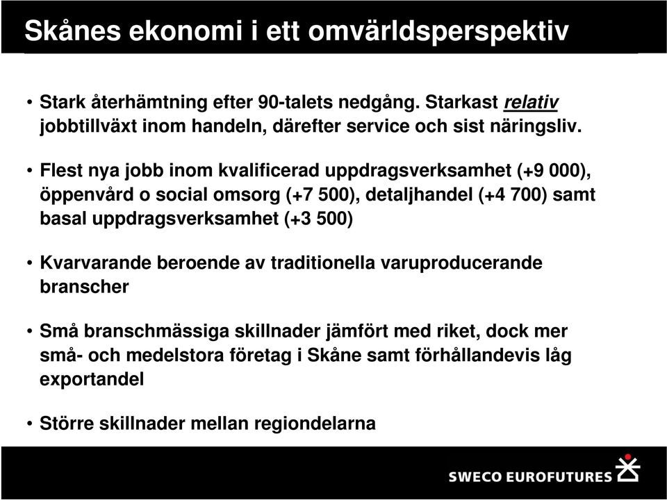 Flest nya jobb inom kvalificerad uppdragsverksamhet (+9 000), öppenvård o social omsorg (+7 500), detaljhandel (+4 700) samt basal