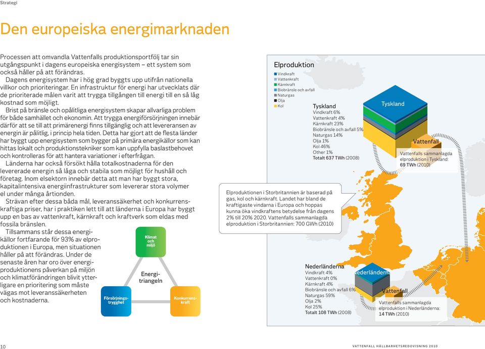 En infrastruktur för energi har utvecklats där de prioriterade målen varit att trygga tillgången till energi till en så låg kostnad som möjligt.