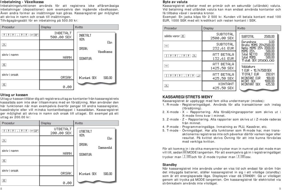 00 kr: Uttag ur kassan Uttag ur kassan tillåter dig att registrera uttag av kontanter från kassaregistrets kassalåda som inte sker tillsammans med en försäljning.