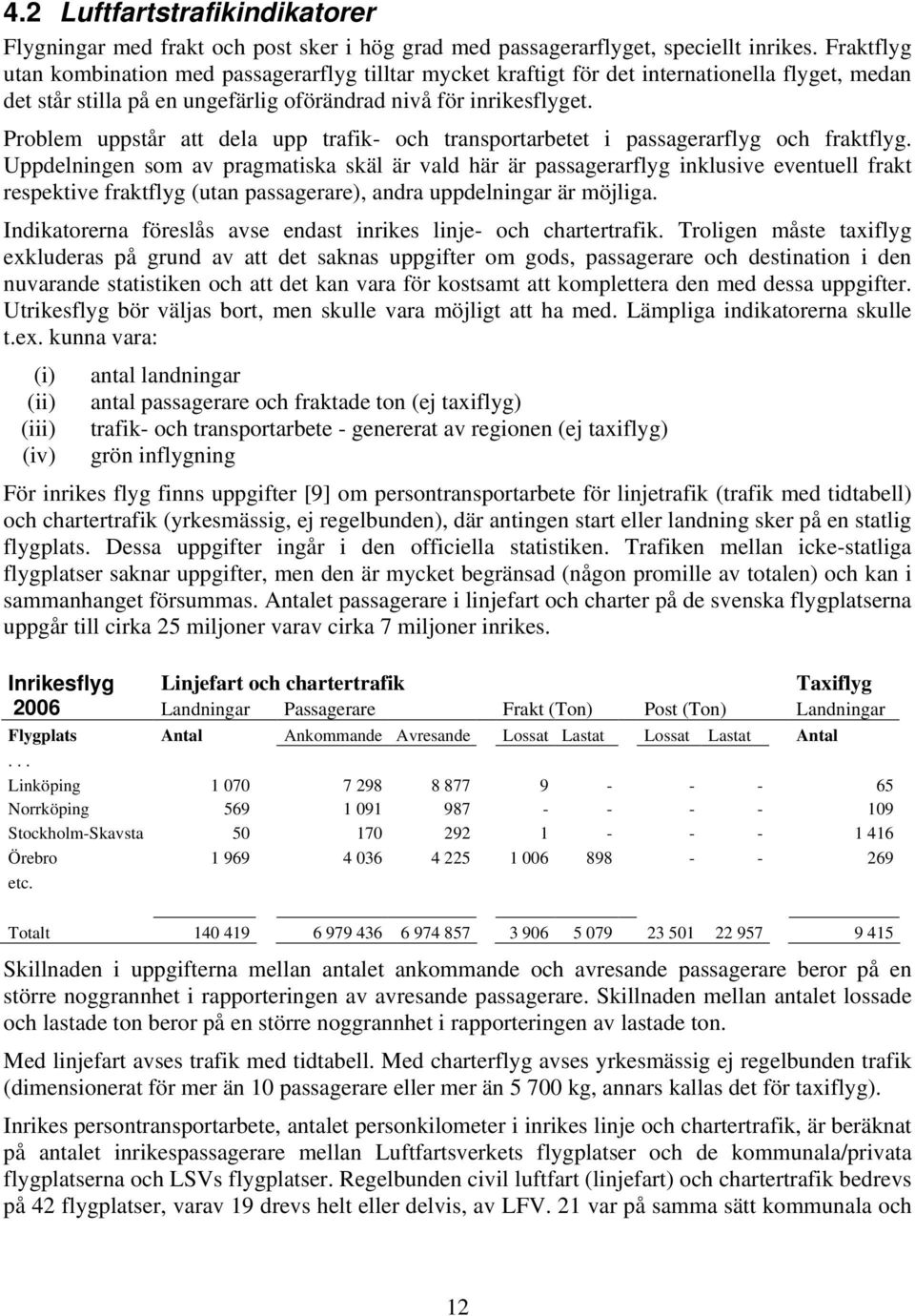 Problem uppstår att dela upp trafik- och transportarbetet i passagerarflyg och fraktflyg.