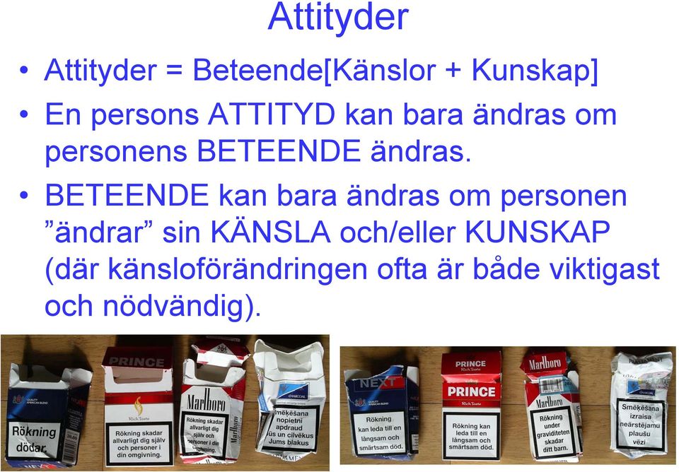 BETEENDE kan bara ändras om personen ändrar sin KÄNSLA