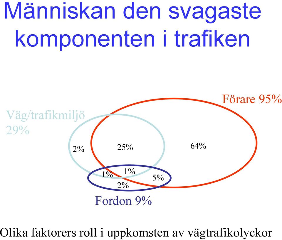 1% 1% 5% 2% Fordon 9% Förare 95% Olika