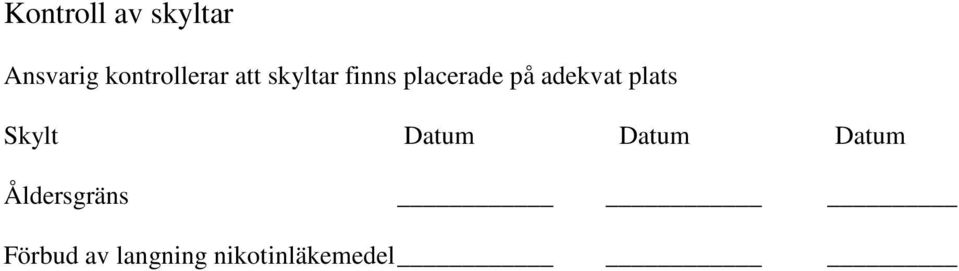 placerade på adekvat plats Skylt Datum