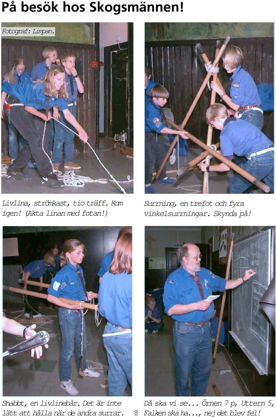 ) Surrning, en trefot och fyra vinkelsurrningar. Skynda på!