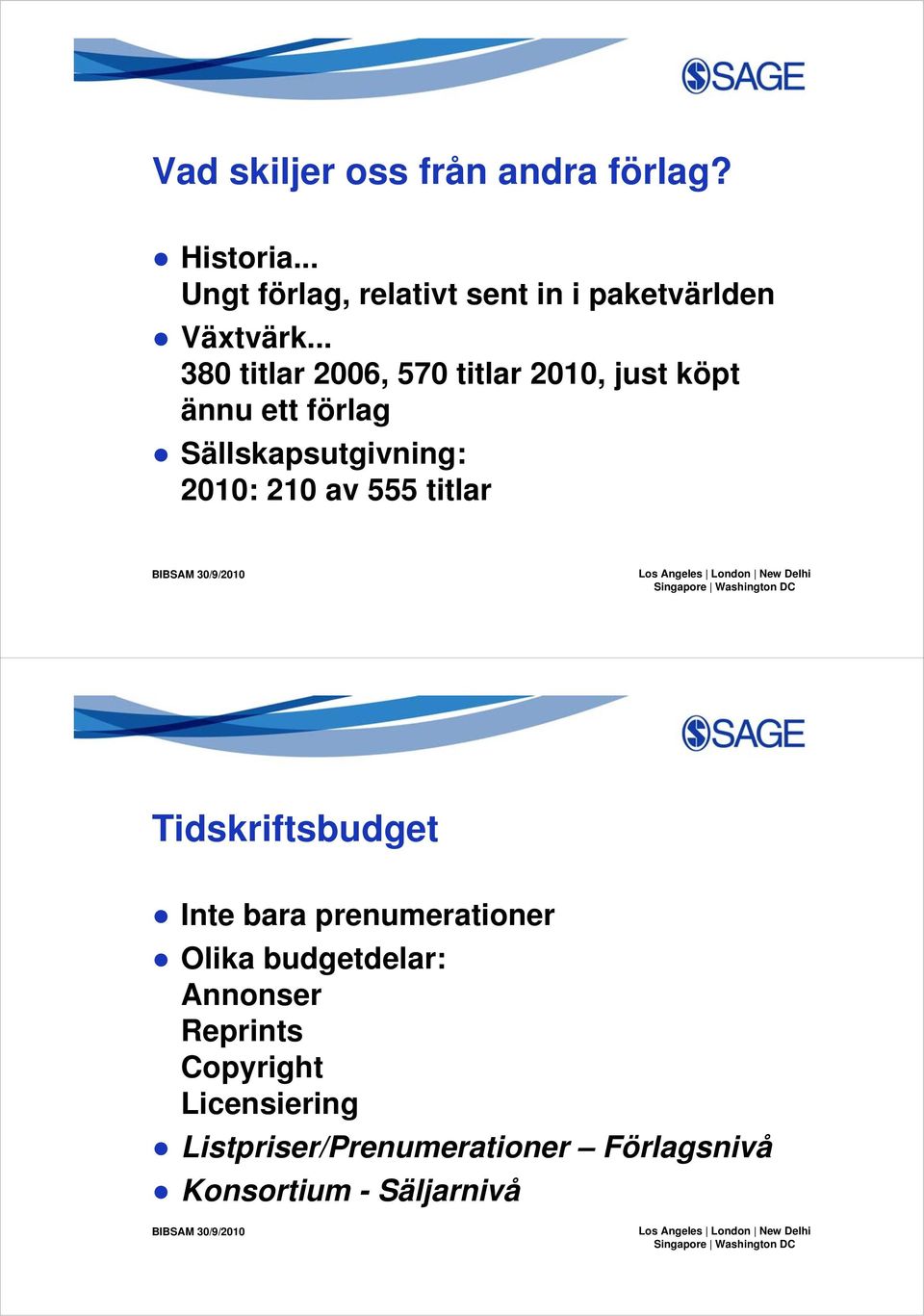 .. 380 titlar 2006, 570 titlar 2010, just köpt ännu ett förlag Sällskapsutgivning: 2010: 210