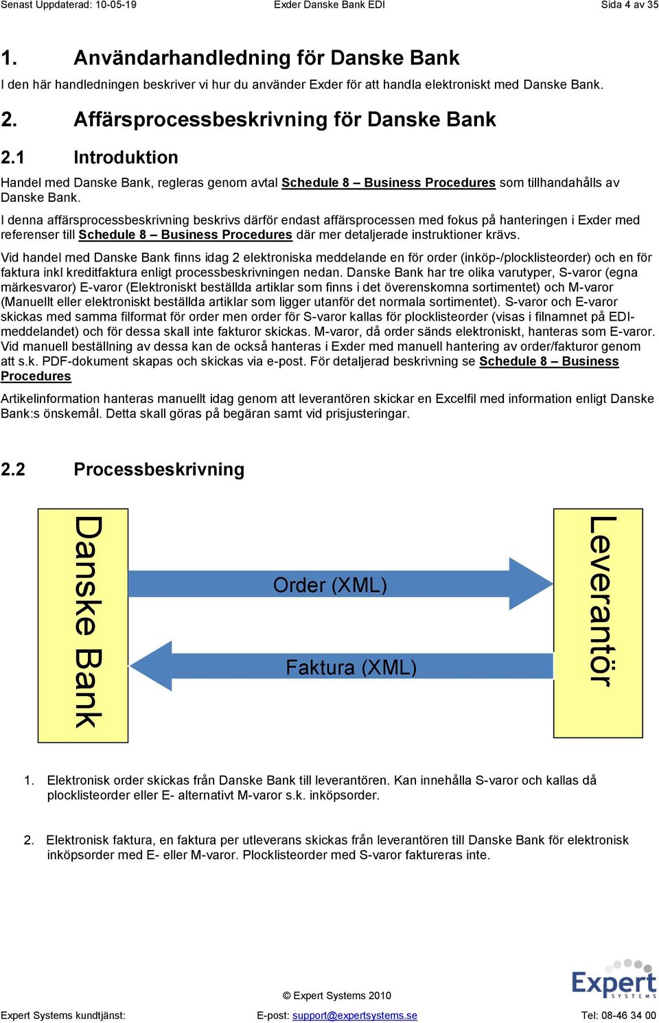 1 Introduktion Handel med Danske Bank, regleras genom avtal Schedule 8 Business Procedures som tillhandahålls av Danske Bank.