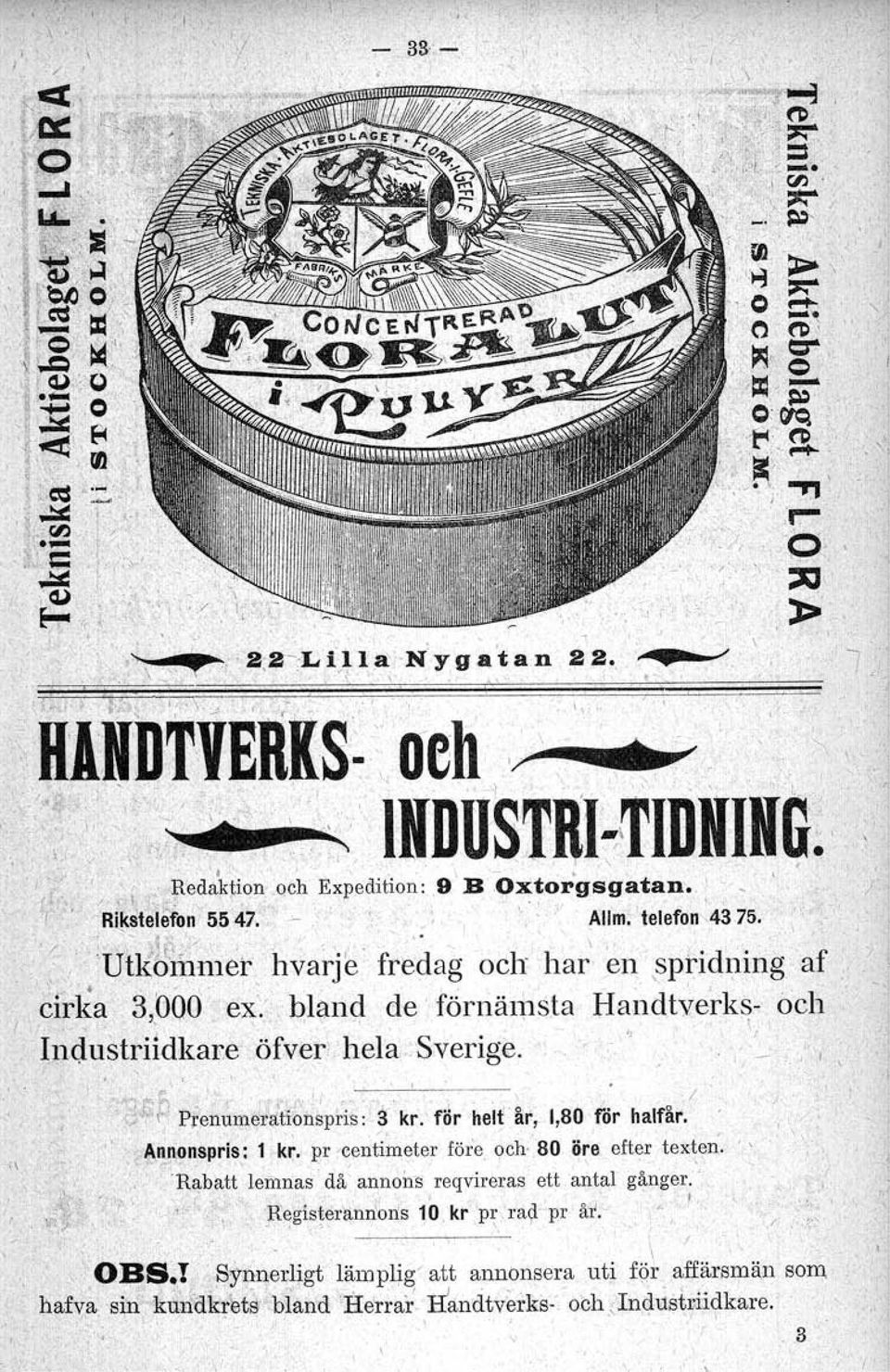 " l, t_.", I '... ;',n'.,'/.'1':' (v. ij.': ' : _.', I. ", \. ','. / j. },..PrenuIflerdtlon'spHs:' 3kr;'fBrhelfår', 1,80 för halfår'., \ ' \. " r /,,Annonspris: 1,k.