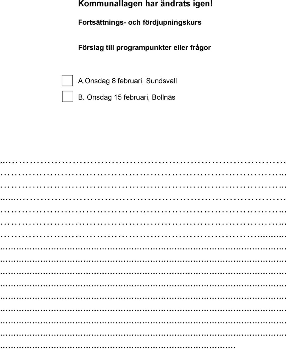 programpunkter eller frågor A.