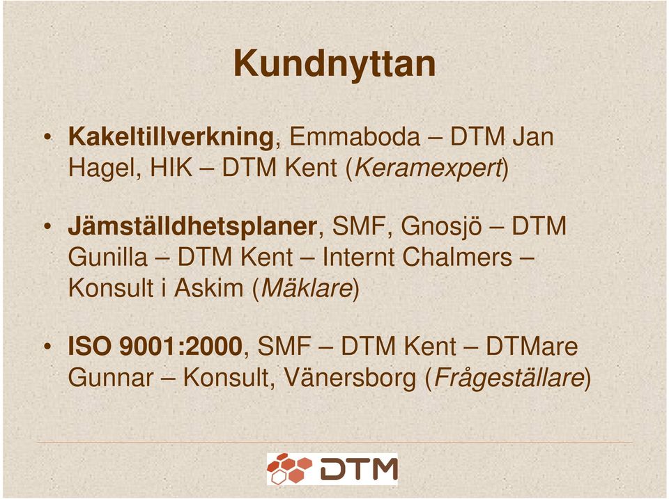 DTM Kent Internt Chalmers Konsult i Askim (Mäklare) ISO