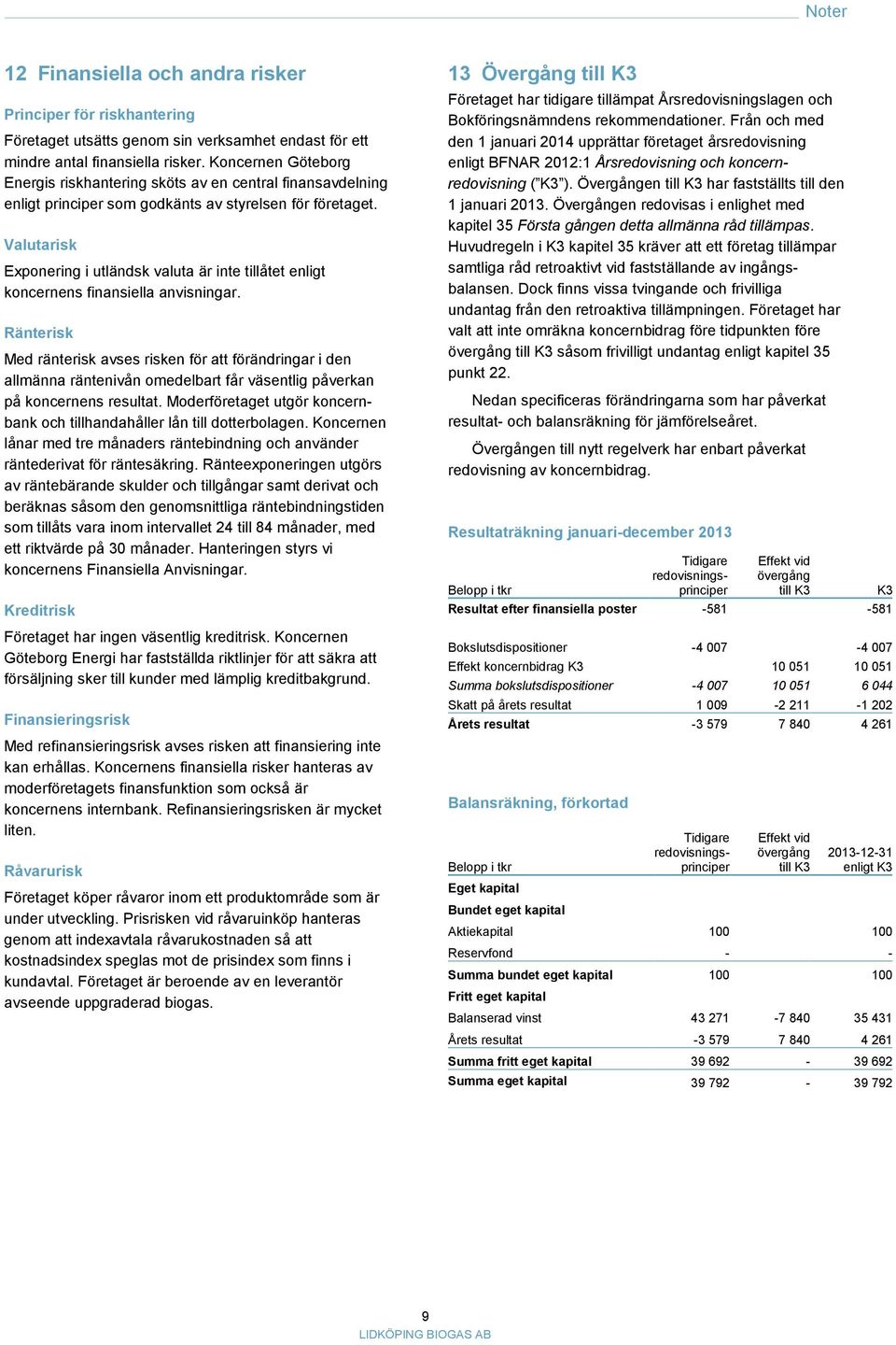 Valutarisk Exponering i utländsk valuta är inte tillåtet enligt koncernens finansiella anvisningar.