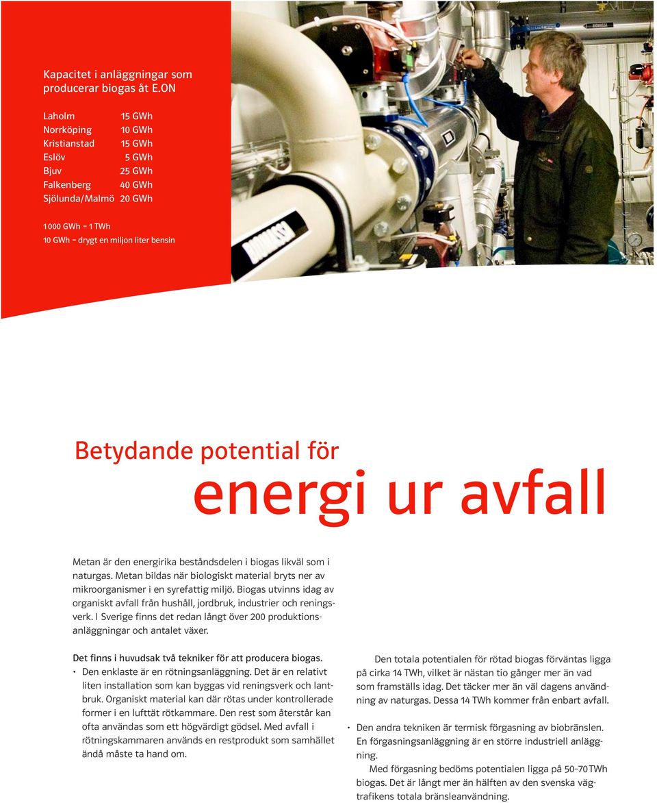 energi ur avfall Metan är den energirika beståndsdelen i biogas likväl som i naturgas. Metan bildas när biologiskt material bryts ner av mikroorganismer i en syrefattig miljö.