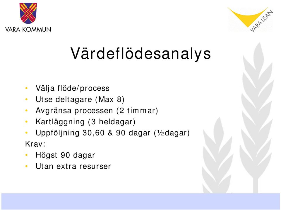 Kartläggning (3 heldagar) Uppföljning 30,60 & 90