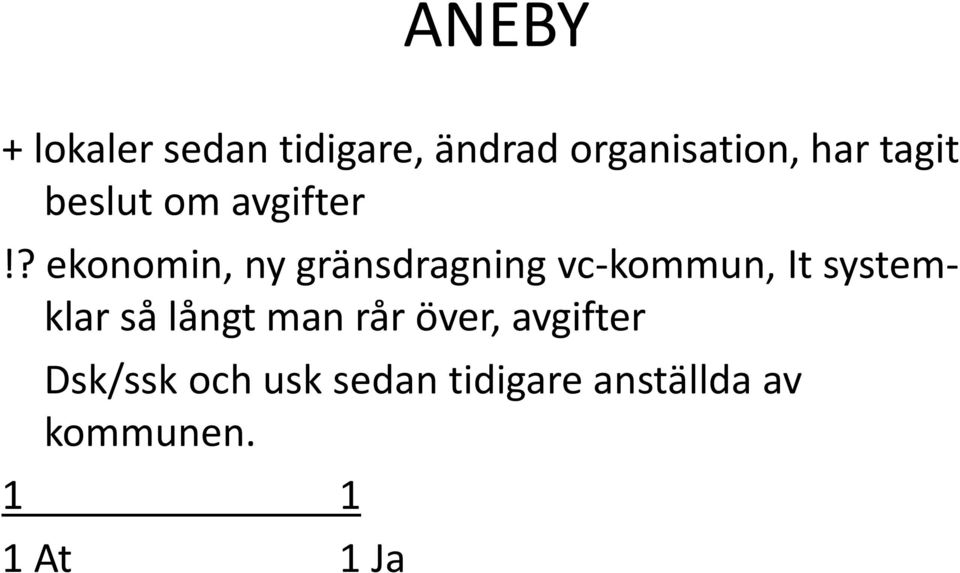 ? ekonomin, ny gränsdragning vc-kommun, It systemklar så