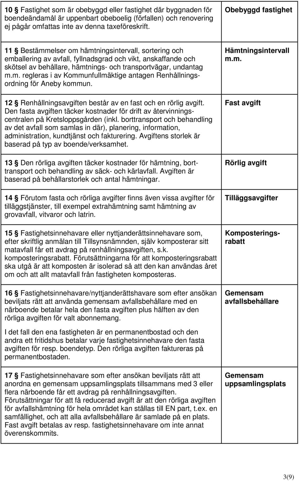 12 Renhållningsavgiften består av en fast och en rörlig avgift. Den fasta avgiften täcker kostnader för drift av återvinningscentralen på Kretsloppsgården (inkl.