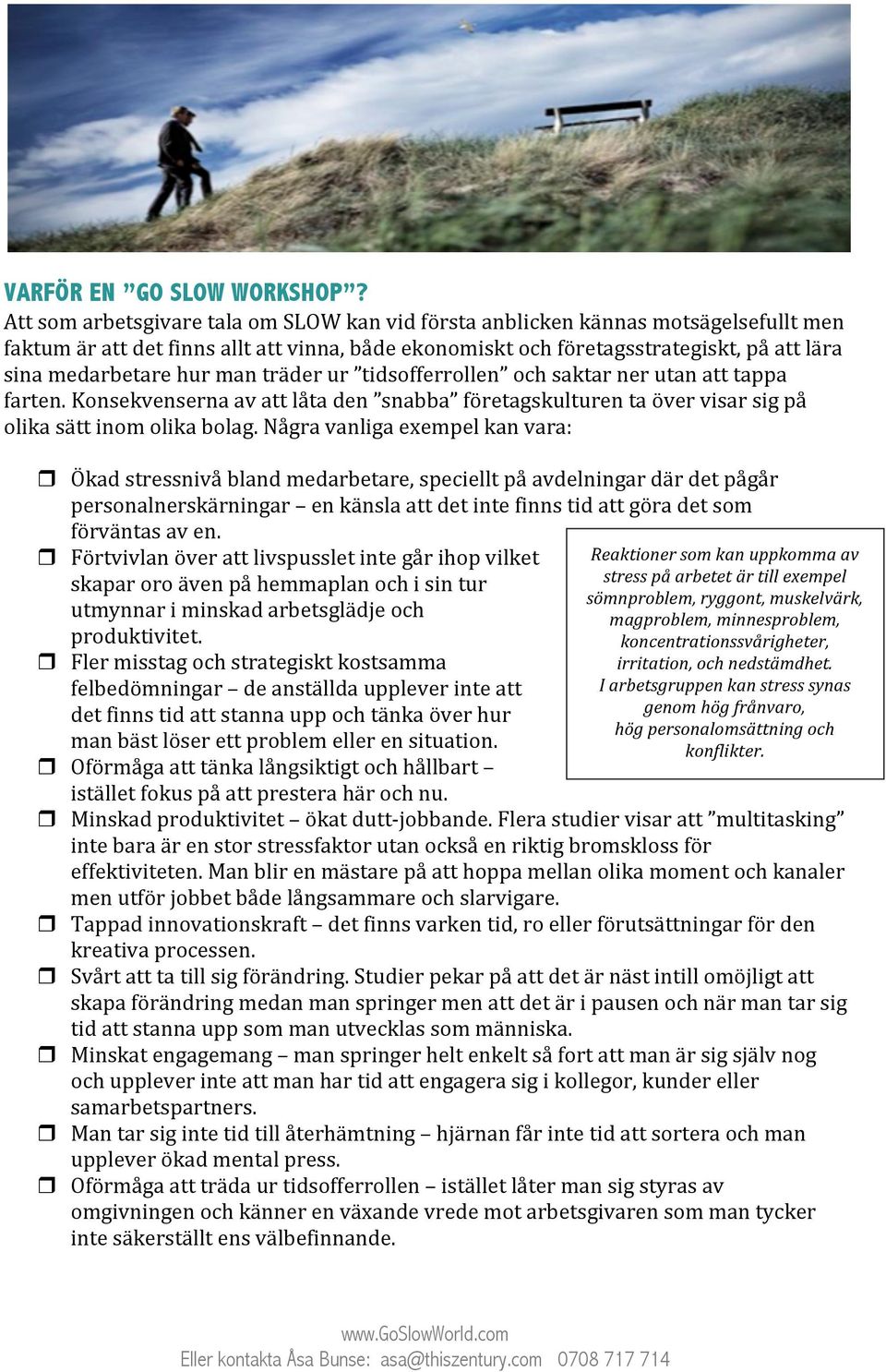 man träder ur tidsofferrollen och saktar ner utan att tappa farten. Konsekvenserna av att låta den snabba företagskulturen ta över visar sig på olika sätt inom olika bolag.