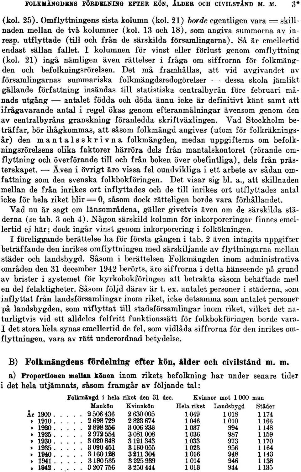 21) ingå nämligen även rättelser i fråga om siffrorna för folkmängden och befolkningsrörelsen.