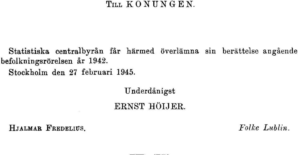berättelse angående befolkningsrörelsen år 1942.
