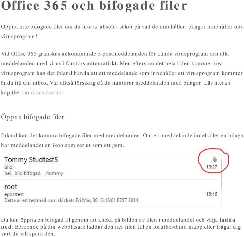 Men eftersom det hela tiden kommer nya virusprogram kan det ibland hända att ett meddelande som innehåller ett virusprogram kommer ända till din inbox.