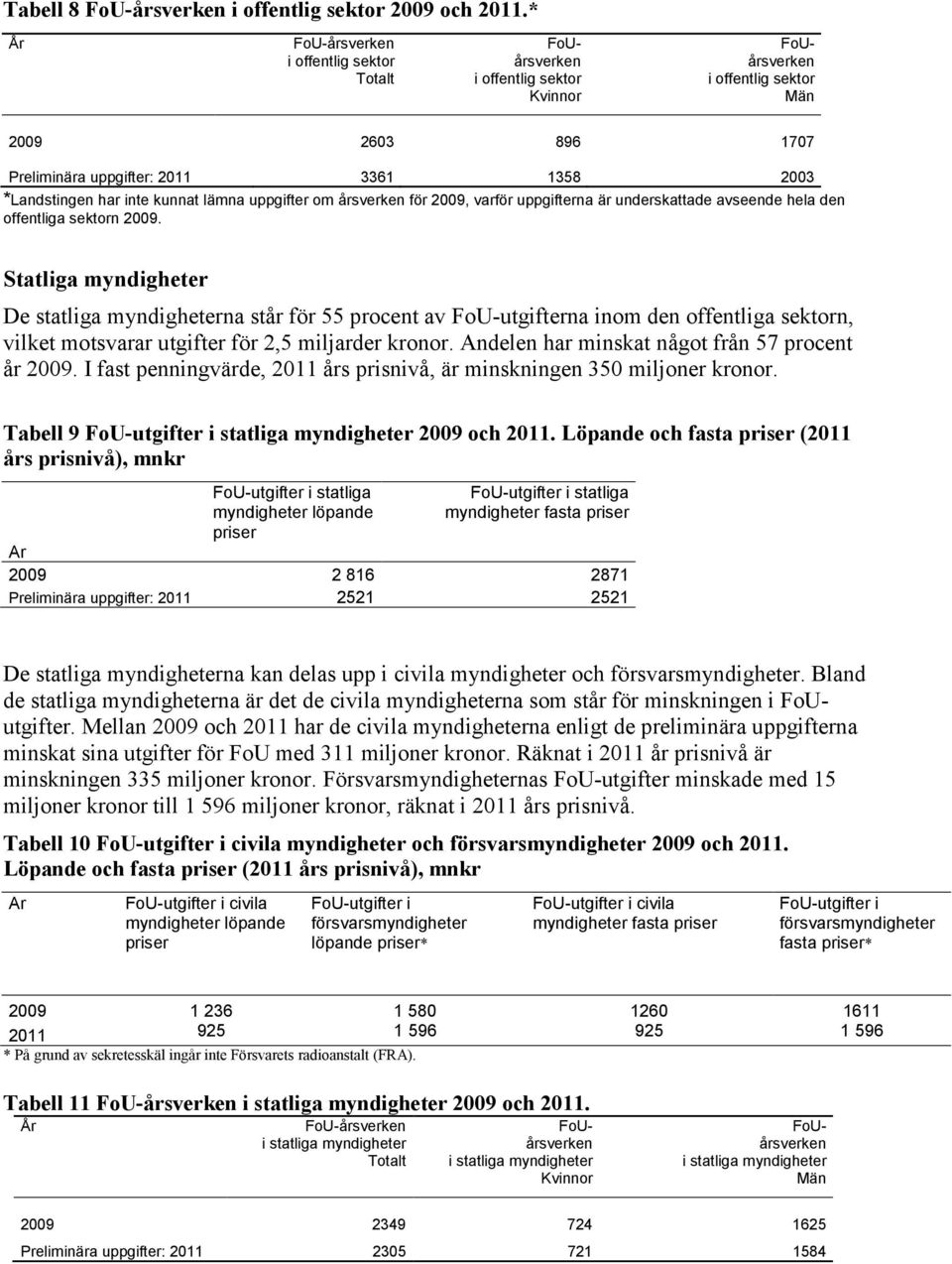 för 2009, varför uppgifterna är underskattade avseende hela den offentliga sektorn 2009.