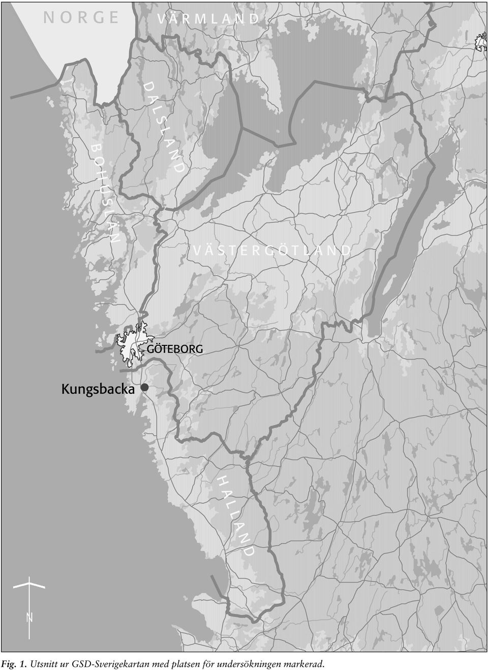 Utsnitt ur GSD-Sverigekartan med platsen för
