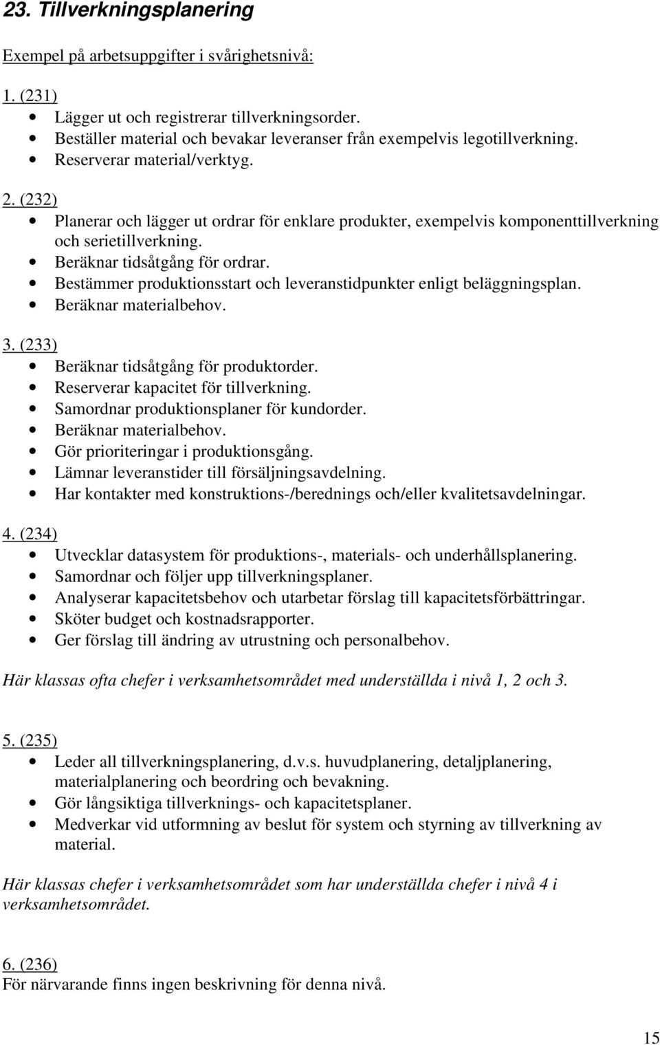 (232) Planerar och lägger ut ordrar för enklare produkter, exempelvis komponenttillverkning och serietillverkning. Beräknar tidsåtgång för ordrar.