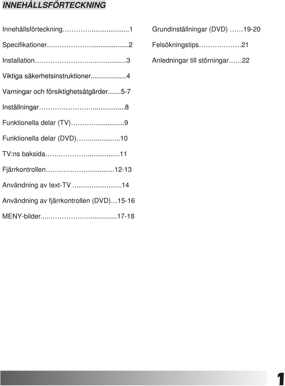 21 Anledningar till störningar 22 Viktiga säkerhetsinstruktioner...4 ar och försiktighetsåtgärder.