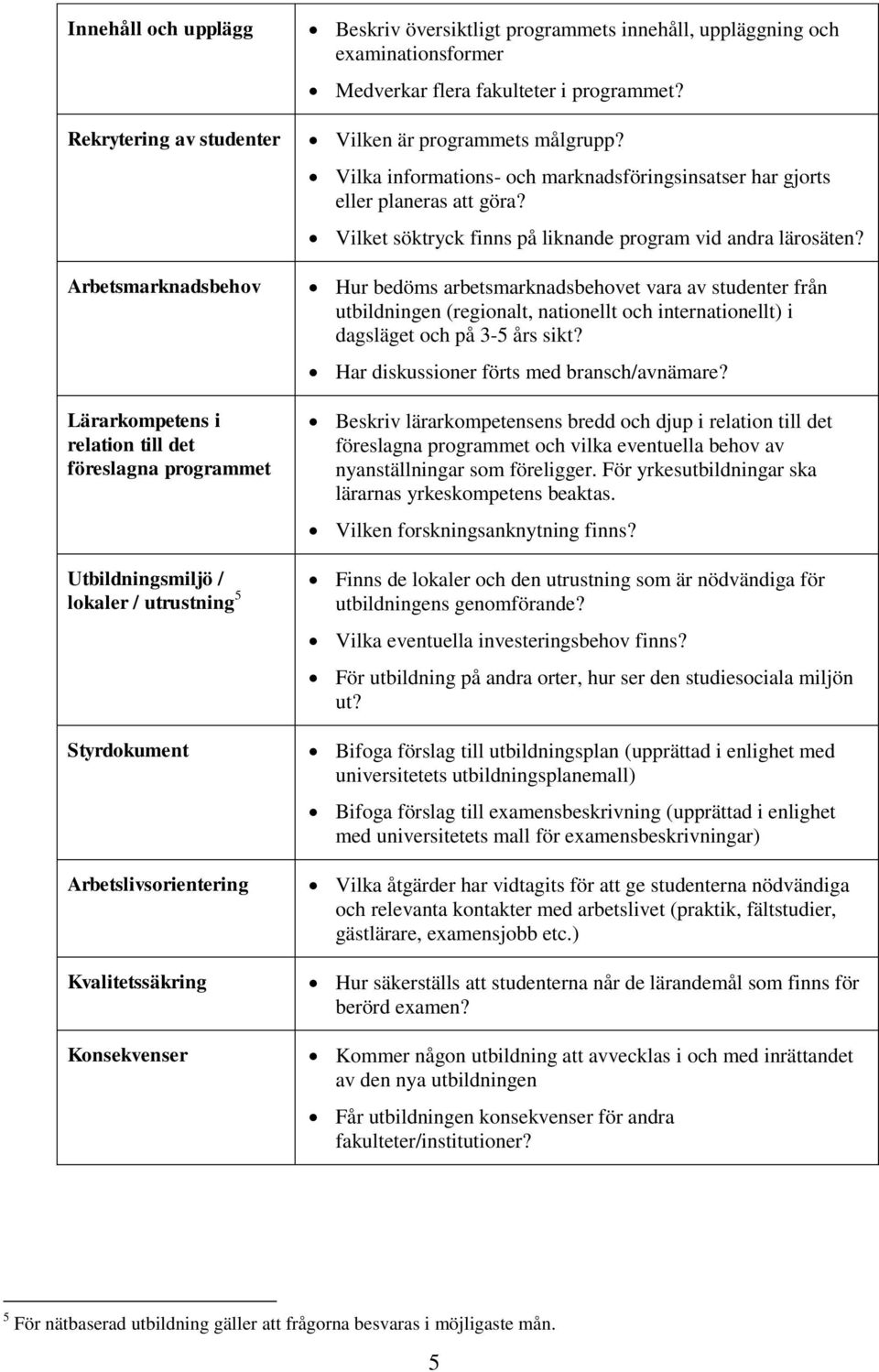 Vilka informations- och marknadsföringsinsatser har gjorts eller planeras att göra? Vilket söktryck finns på liknande program vid andra lärosäten?