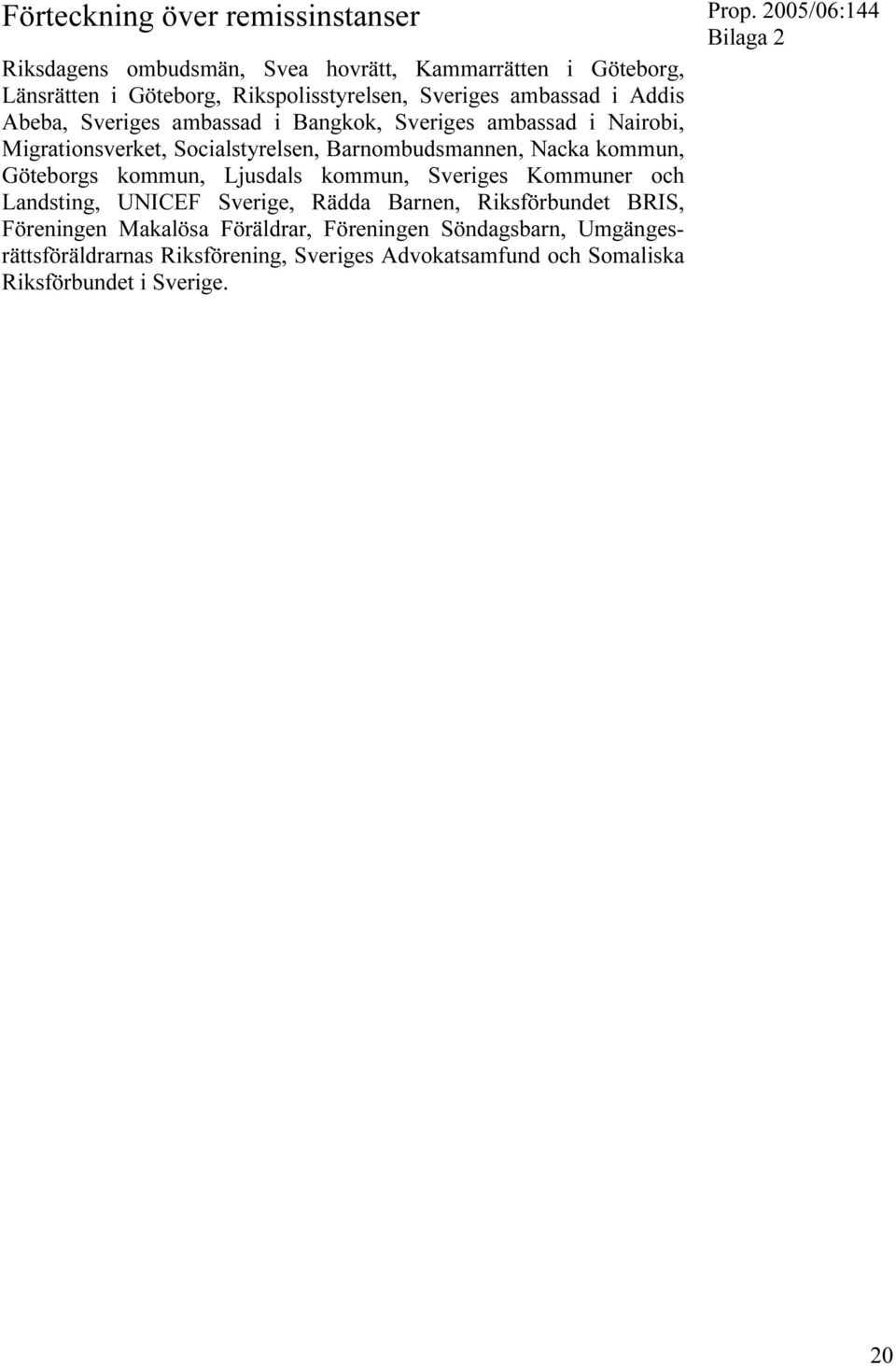 kommun, Göteborgs kommun, Ljusdals kommun, Sveriges Kommuner och Landsting, UNICEF Sverige, Rädda Barnen, Riksförbundet BRIS, Föreningen Makalösa